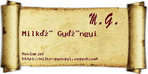 Milkó Gyöngyi névjegykártya
